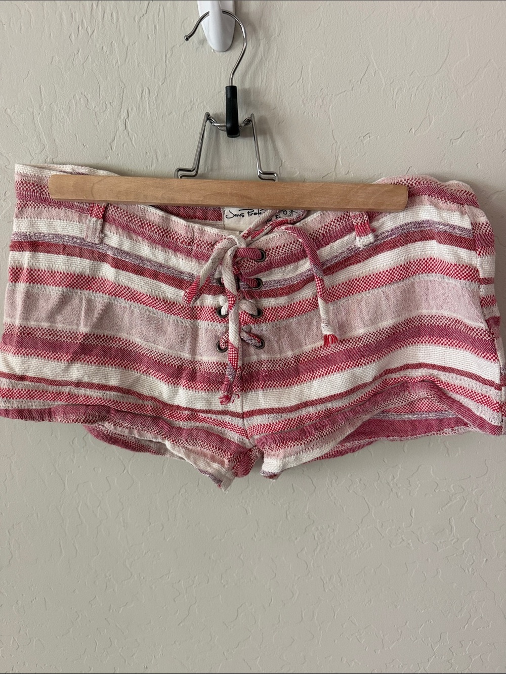 Jen's Pirate Booty Pink and White Striped Lace-Up High Waist Shorts